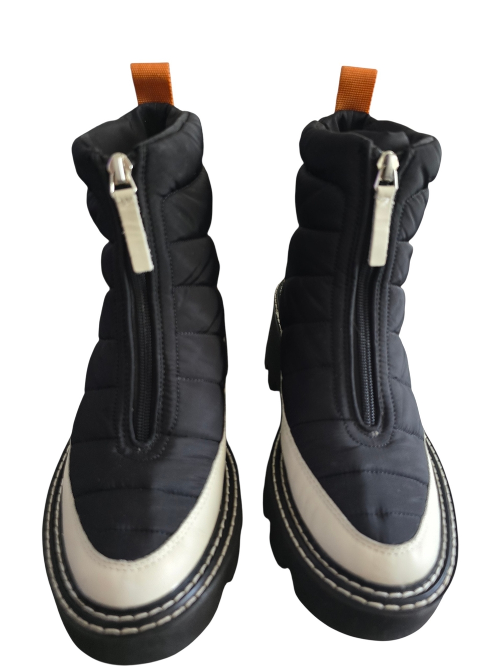 Dolce Vita Helki Women's Black and White Quilted Zip Front Boots | Size 8.5 - Picture 3 of 15